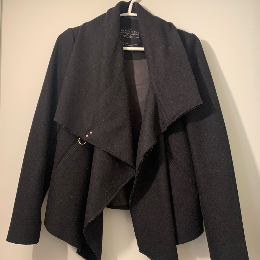 All Saints Black Overcoat